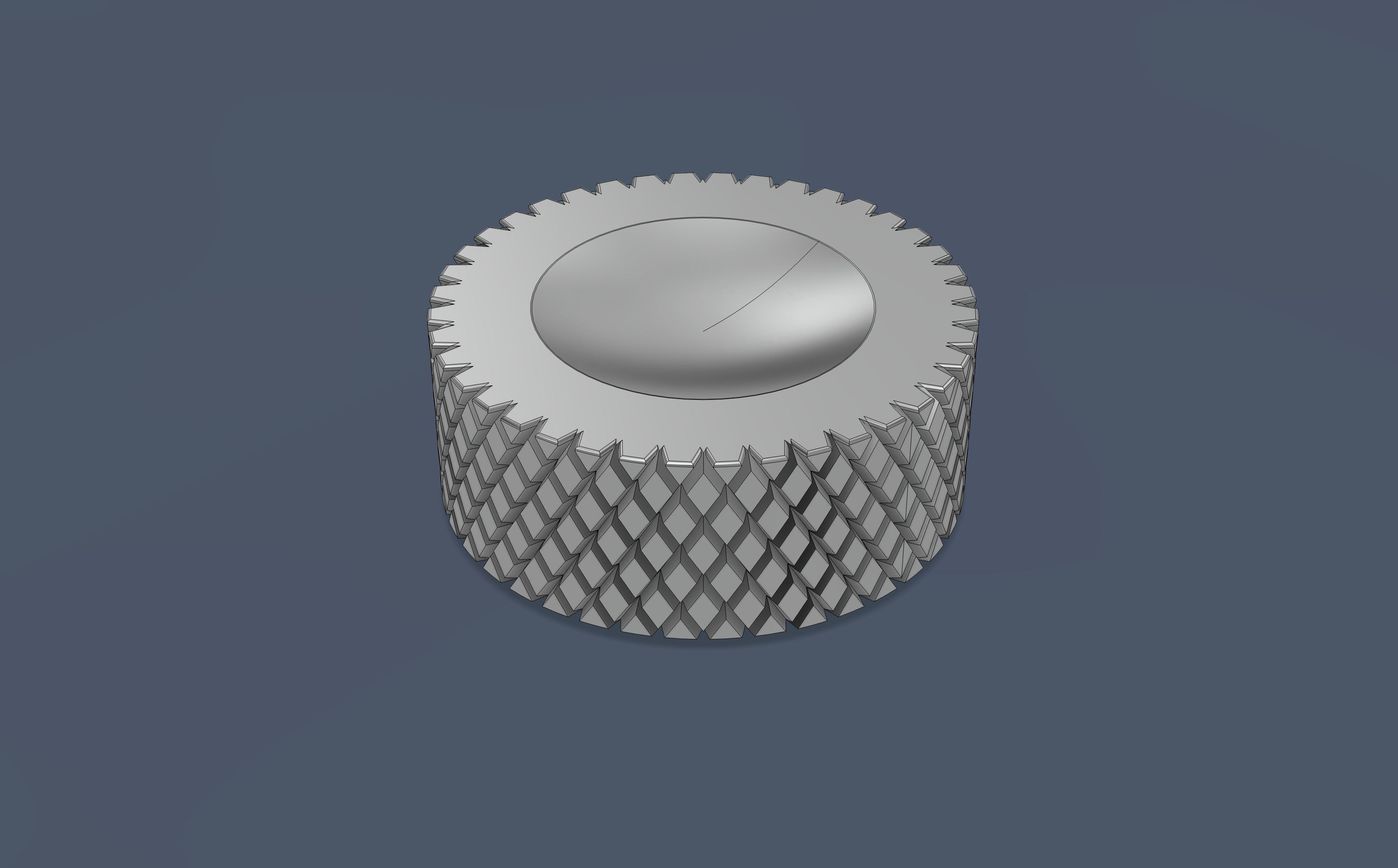 Aluminum knob with diamond knurl and G2 curvature thumb divot