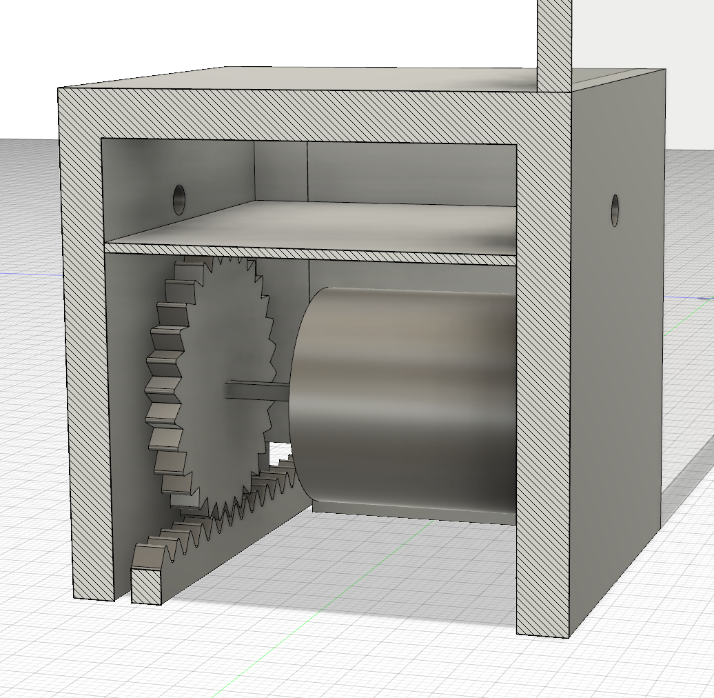 Version 1 CAD with gear and rack drive system